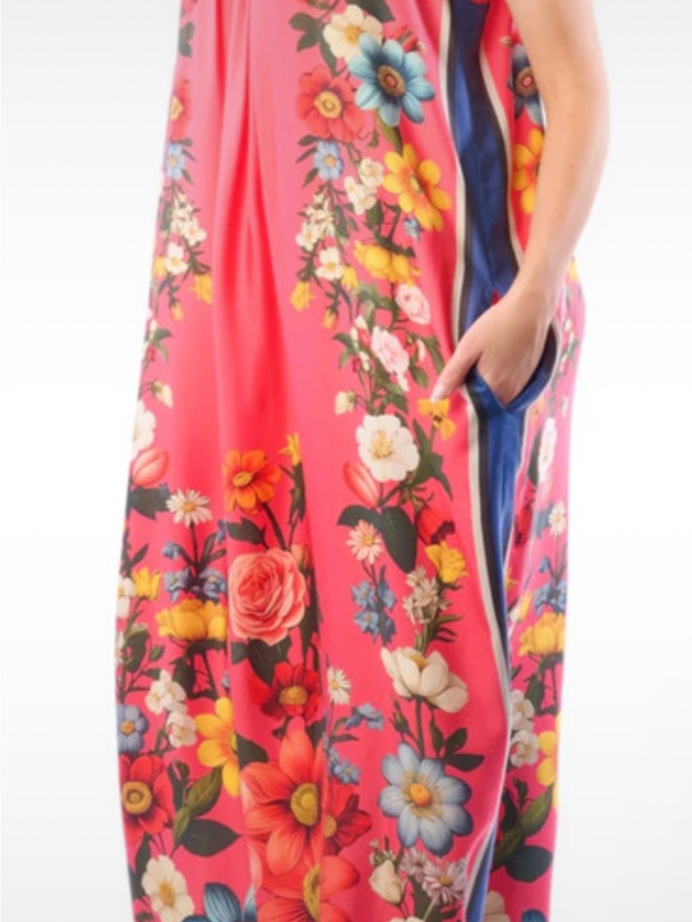 Aratta Pink Floral Maxi Dress with Blue Panels - Picture 5 of 5